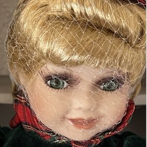 Rachel Porcelain Doll, Green & Red w/Ornament Heritage Signature Collection 13"